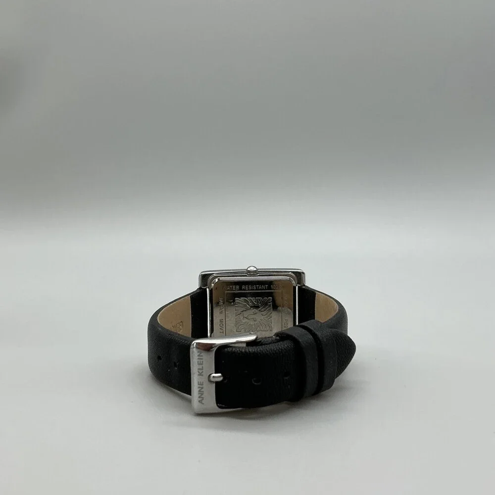 Anne Klein AK/2707 PC21J Womens Watch 28mm Black Dial Black Leather New Battery